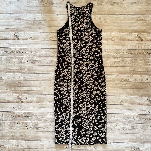 Express Sleeveless Sheath Dress Black Cream Animal Print Knee Length Size XS - Picture 8 of 9